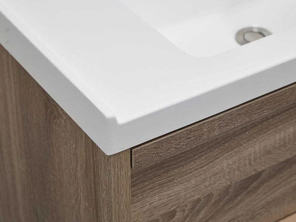 Hangmeubel Voor Badkamer Met Inbouwwastafel - Licht Naturel - 120 Cm - Quadra