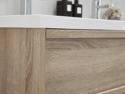 Hangmeubel Voor Badkamer Met Inbouwwastafel - Licht Naturel - 120 Cm - Quadra