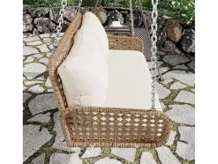 Hangstoel Van 240 Cm In Pe Rotan - 2 Plaatsen - Inclusief Kussens - Beige
