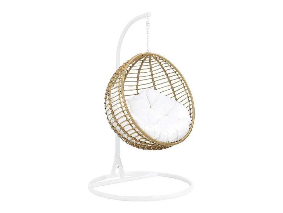 Hangstoel Van Gevlochten Hars - Beige Met Wit Kussen - Bontoc