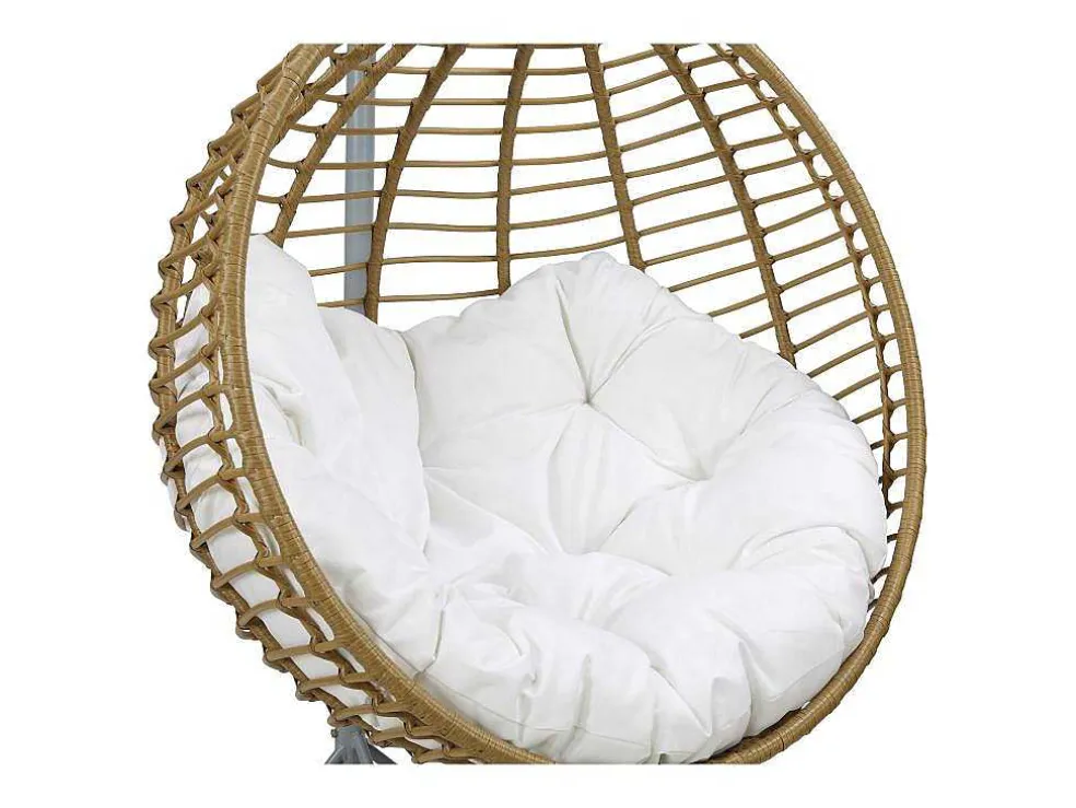 Hangstoel Van Gevlochten Hars - Beige Met Wit Kussen - Bontoc