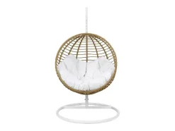 Hangstoel Van Gevlochten Hars - Beige Met Wit Kussen - Bontoc
