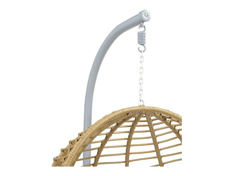 Hangstoel Van Gevlochten Hars - Beige Met Wit Kussen - Bontoc
