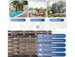 Hemel Tuinbed 2 Tot 4 Plaatsen - Grijs Rotan En Beige Deurgordijn - Inclusief Kussens - Voor Buiten