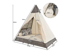 Hemel Tuinbed 2 Tot 4 Plaatsen - Grijs Rotan En Beige Deurgordijn - Inclusief Kussens - Voor Buiten