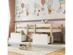 Hochbett Aus Massivem Kiefernholz Mit Schubladen 90 X 200 Cm Weis