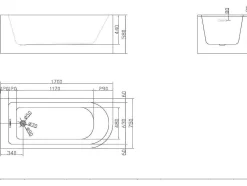 Hoekbad - 240L - 170 X 75 X 58 Cm - Linkse Hoek - Anika