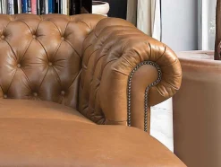 Hoekbank Chesterfield Brenton 100% Buffelleer - Hoek Links - Vintage Caramel