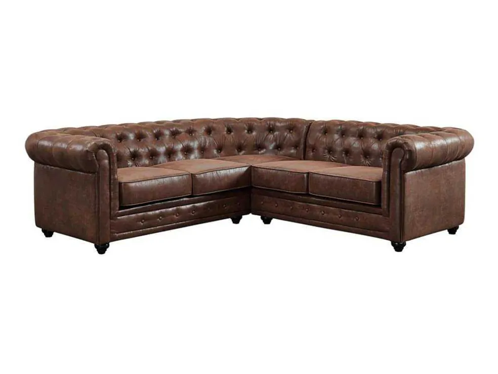 Hoekbank Chesterfield Van Microvezel Met Verouderde Look