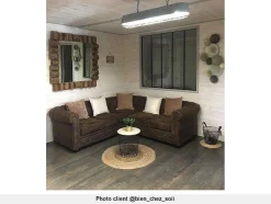 Hoekbank Chesterfield Van Microvezel Met Verouderde Look