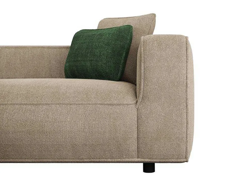 Hoekbank Met Hoek Links Van Beige Velours Met Textuur Talmine