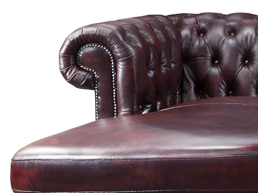 Hoekbank Van 100% Buffelleer Chesterfield Brenton - Kersenrood - Hoek Rechts