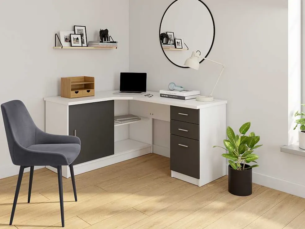 Hoekbureau Norwy - 2 Deuren & 2 Laden - Mdf Blad Met Granieteffect