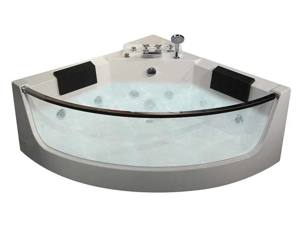 Hoekmassagebad Met Glazen Wand - 2 Personen - 330 L - 138X 138X 63 Cm - Evelina