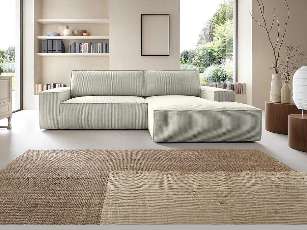 Hoekslaapbank Amelia Van Pascal Morabito - Ribfluweel - Beige - Hoek Rechts