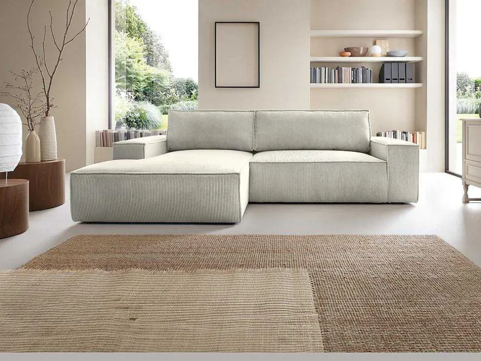 Hoekslaapbank Amelia Van Pascal Morabito - Ribfluweel - Beige - Hoek Links