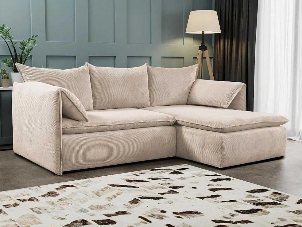 Hoekslaapbank Teodora Van Pascal Morabito - Ribfluweel - Beige - Hoek Rechts