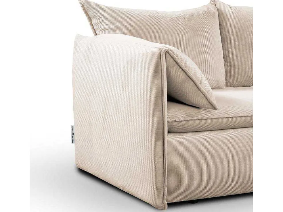 Hoekslaapbank Teodora Van Pascal Morabito - Ribfluweel - Beige - Hoek Rechts