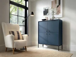 Hoge Buffetkast Bogdan - 4 Deuren - Blauw