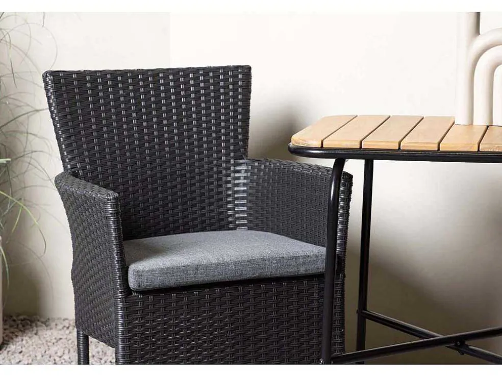 Holmbeck Tuinmeubelset Tafel, 2 Stoelen Naturel,Zwart.