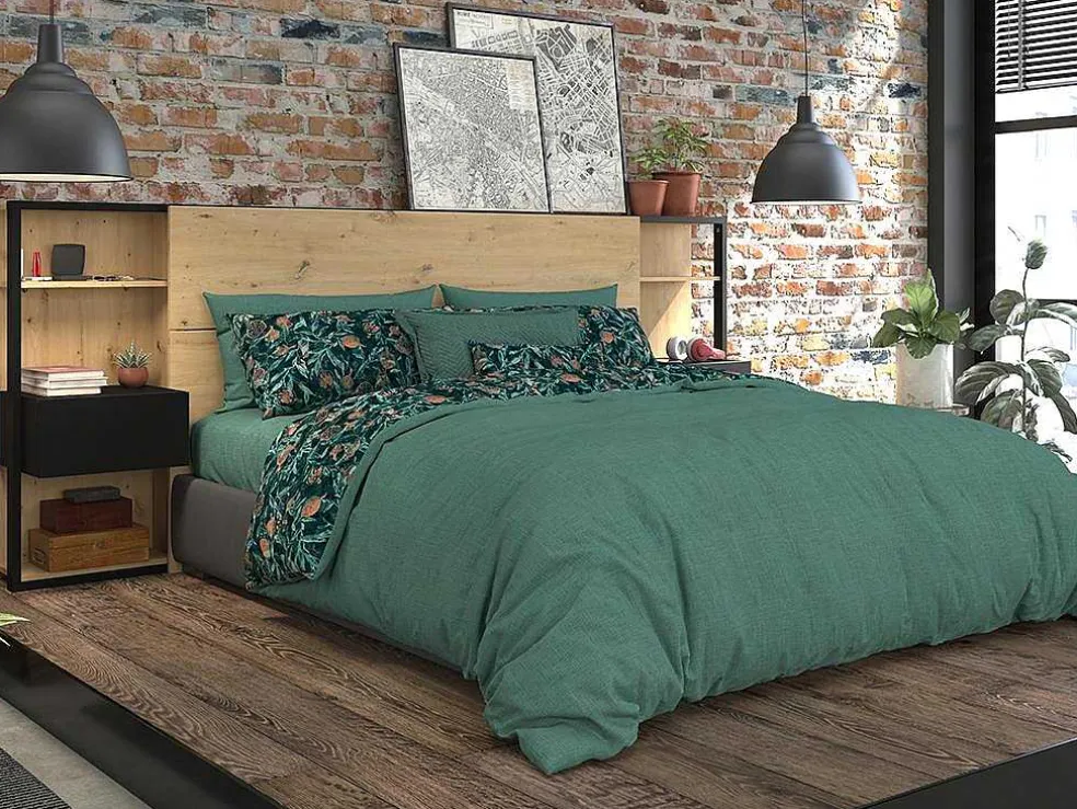 Hoofdeinde Met Nachtkastjes Mista - 160 Cm - Eiken En Zwart