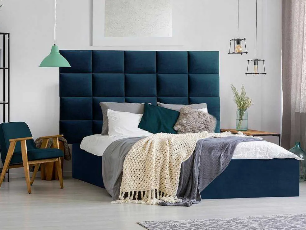 Hoofdeinde Wandpanelen Bartel - 200 Cm - Fluweel - Blauw - Van Pascal Morabito