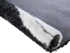 Hoogpolig Tapijt Ecume - Hand Getuft - Zwart En Wit - 160 X 230 Cm