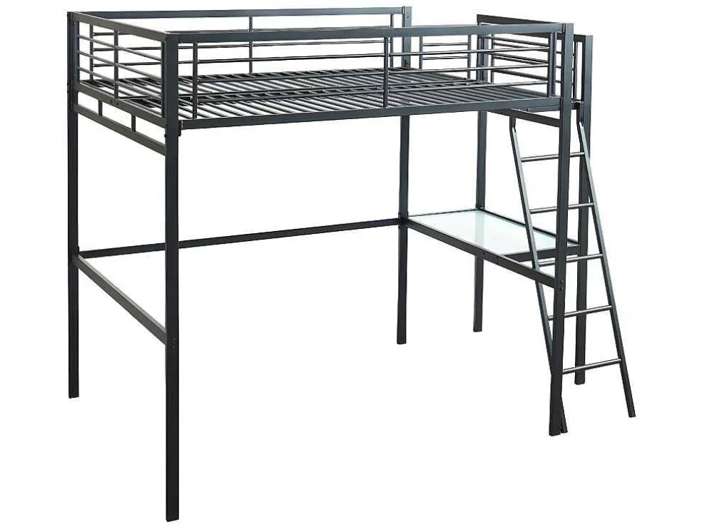 Hoogslaper Casual - Met Bureau - Kleur: Antraciet - Inclusief Matras 140 X 190 Cm