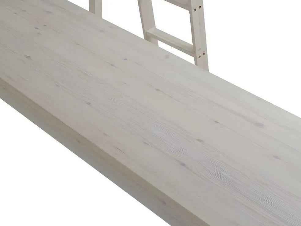 Hoogslaper Gedeon - 90 X 190 Cm - Met Bureau - Massief Grenen - Gebleekt