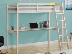 Hoogslaper Gedeon - 90 X 190 Cm - Met Bureau - Massief Grenen - Gebleekt