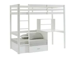 Hoogslaper Goliath Ii Met Bureau, Bedbank En Opbergruimte - 90 X 200 Cm - Massief Grenen - Gebleekt