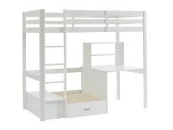 Hoogslaper Goliath Ii Met Bureau, Bedbank En Opbergruimte - 90 X 200 Cm - Massief Grenen - Gebleekt