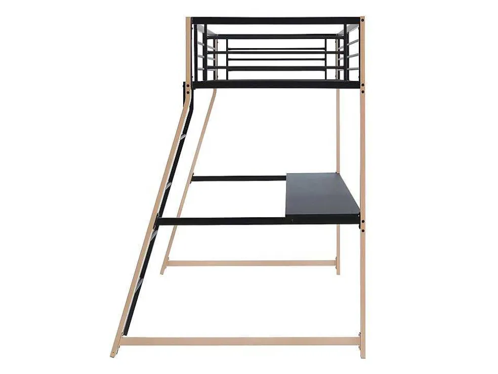 Hoogslaper Malicia - 90 X 190 Cm - Met Hoekbureau - Zwart En Eiken