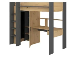 Hoogslaper Met Bureau En Kast - 90X200Cm - Naturel En Antraciet - Auckland