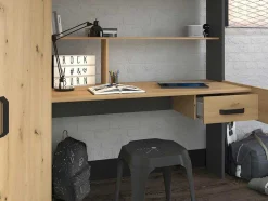 Hoogslaper Met Bureau En Kast - 90X200Cm - Naturel En Antraciet - Auckland