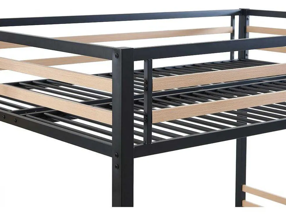 Hoogslaper 140 X 200 Cm - Metaal En Mdf - Zwart En Naturel - Jogui