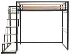Hoogslaper 140 X 200 Cm - Metaal En Mdf - Zwart En Naturel - Jogui