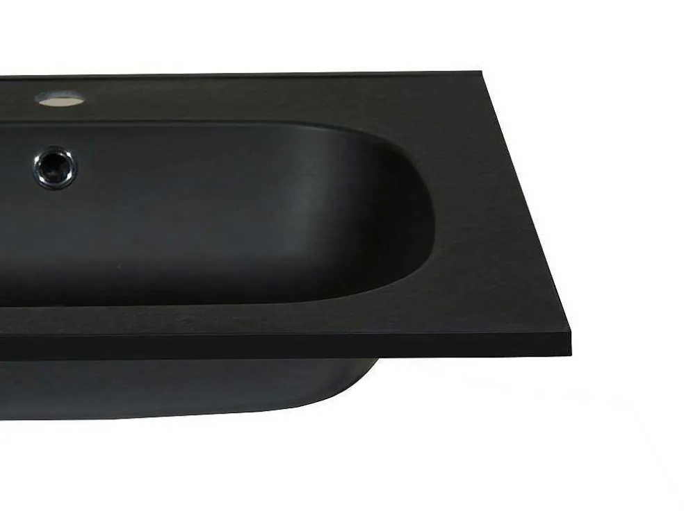 Inbouwwastafel In Hars Met Steenlook - Zwart - L60 X B46 Cm - Okiwa