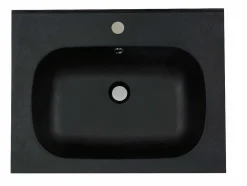 Inbouwwastafel In Hars Met Steenlook - Zwart - L60 X B46 Cm - Okiwa