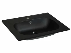 Inbouwwastafel In Hars Met Steenlook - Zwart - L60 X B46 Cm - Okiwa