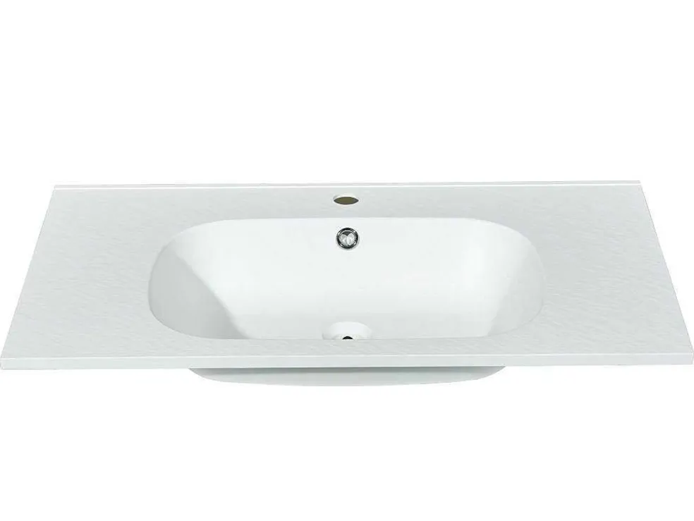 Inbouwwastafel In Hars Met Steenlook - Wit - L80 X B46 Cm - Okiwa