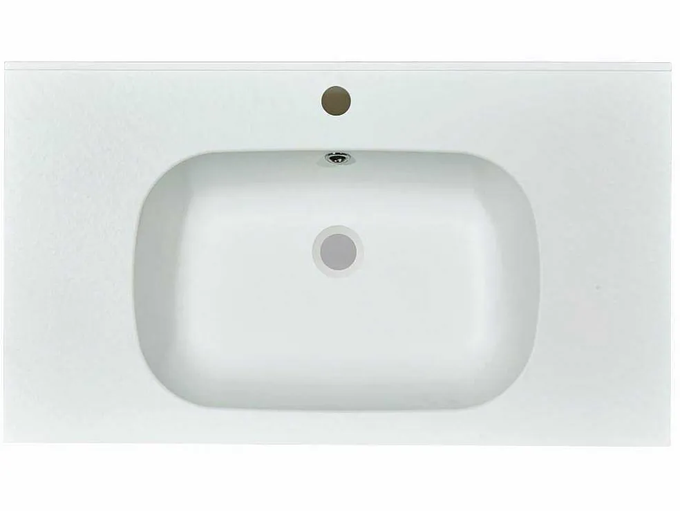 Inbouwwastafel In Hars Met Steenlook - Wit - L80 X B46 Cm - Okiwa