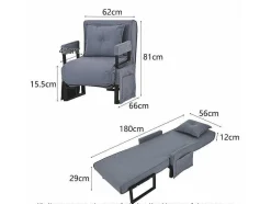 3-In-1 Converteerbare Fauteuil In Stof - Grijs