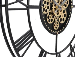 Industriele Wandklok - D80 Cm - Metaal - Zwart En Goudkleurig - Karial