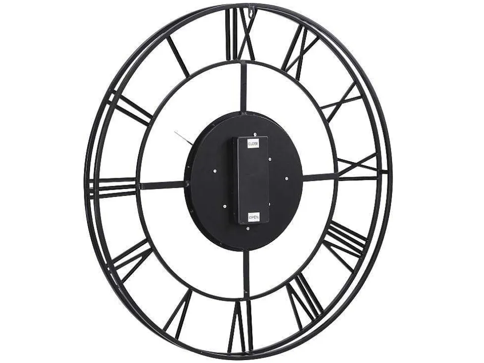 Industriele Wandklok - D80 Cm - Metaal - Zwart En Goudkleurig - Karial