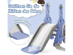 4-In-1 Glijbaan Met Schommel En Basketbalstandaard Voor Kinderen, Klimladder, Voor Binnen En Buiten, Blauw