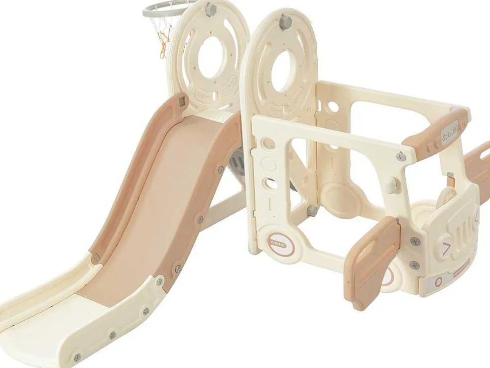 3 In 1 Glijbaan - Met Trap, Basketbalring - Autovorm - Roze