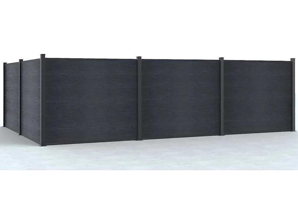 Ingraafbare Omheining H156 Cm - Set 6 Composietplaten + 1 Antracietkleurige Paal - Enola