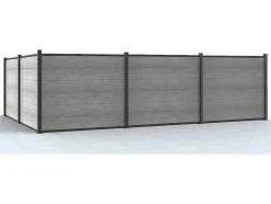 Ingraafbare Omheining H156 Cm - Set 6 Composietplaten + 1 Lichtgrijze Paal - Enola