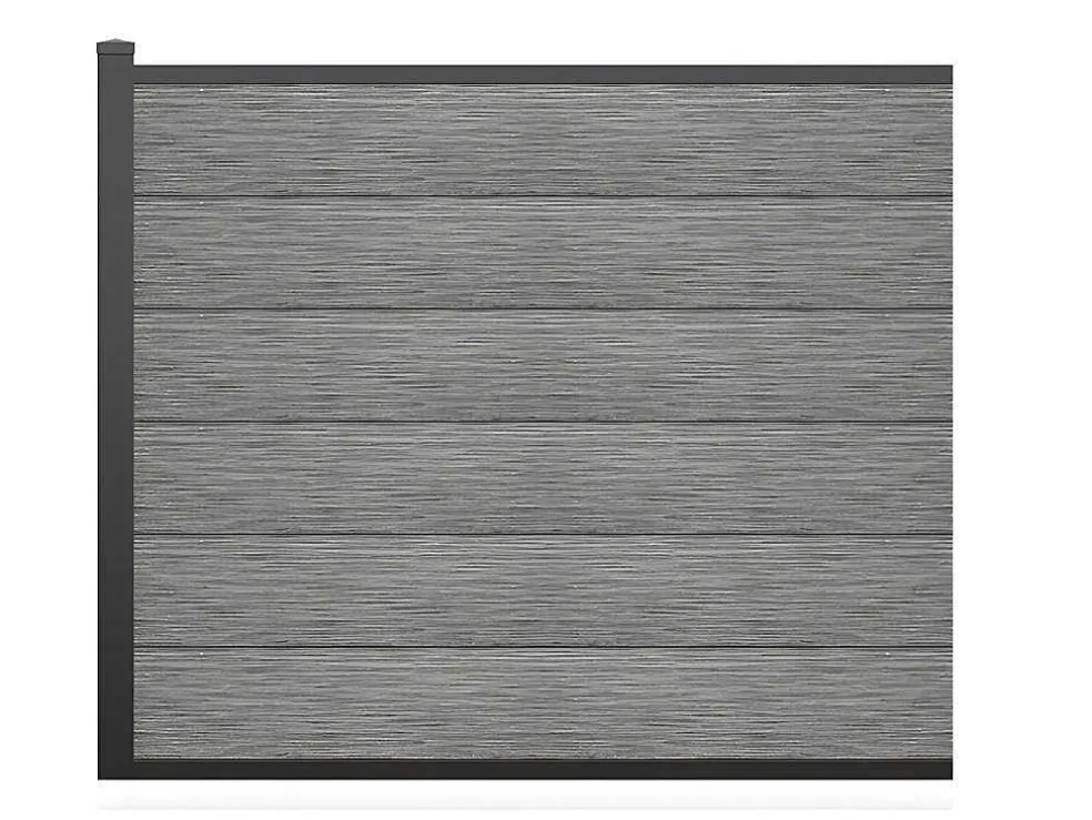 Ingraafbare Omheining H156 Cm - Set 6 Composietplaten + 1 Lichtgrijze Paal - Enola